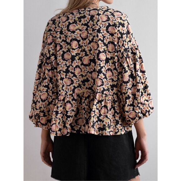 Free People Highlander Blouse in Dark Combo Size M - Picture 5 of 12